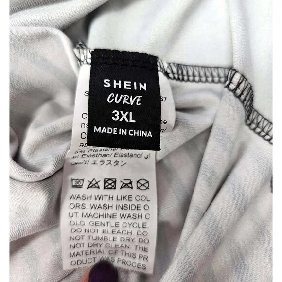 Shein Curve Color-Blocked with Zip V-Neck Short Sleeve 3XL - Picture 6 of 8